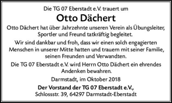 Traueranzeige von Otto Dächert von vrm-trauer