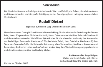Traueranzeige von Rudolf Dietzel von vrm-trauer