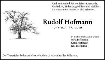 Traueranzeige von Rudolf Hofmann von vrm-trauer