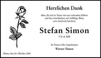 Traueranzeige von Stefan Simon von vrm-trauer