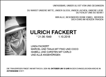 Traueranzeige von Ulrich Fackert von vrm-trauer