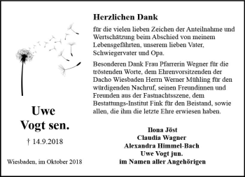 Traueranzeige von Uwe Vogt von vrm-trauer