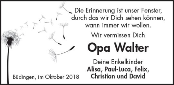 Traueranzeige von Walter Brix von  Kreisanzeiger