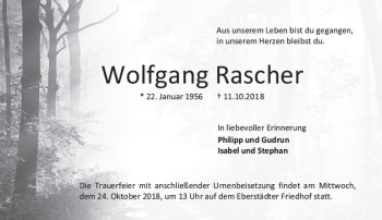 Traueranzeige von Wolfgang Rascher von vrm-trauer