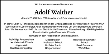 Traueranzeige von Adolf Walther von vrm-trauer