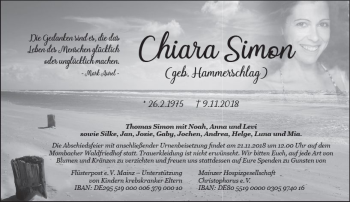 Traueranzeige von Chaira Simon von vrm-trauer