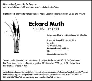Traueranzeige von Eckard Muth von vrm-trauer