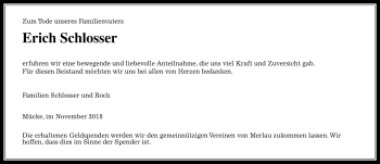 Traueranzeige von Erich Schlosser von  Gießener Anzeiger