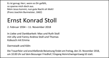 Traueranzeige von Ernst Konrad Stoll von vrm-trauer