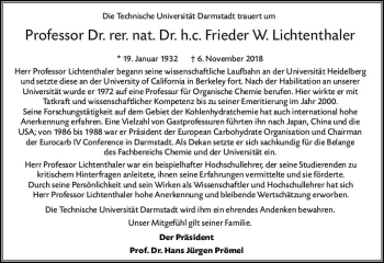 Traueranzeige von Frieder W. Lichtenthaler von vrm-trauer