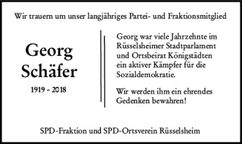 Traueranzeige von Georg Schäfer von vrm-trauer
