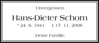 Traueranzeige von Hans-Dieter Schorn von  Camberger Anzeiger