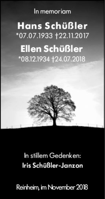 Traueranzeige von Hans Schüßler von vrm-trauer