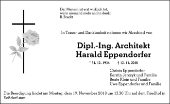 Traueranzeige von Harald Eppendorfer von vrm-trauer