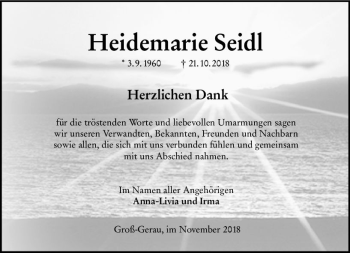 Traueranzeige von Heidemarie Seidl von vrm-trauer