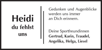 Traueranzeige von Heidi Seum von  Kreisanzeiger