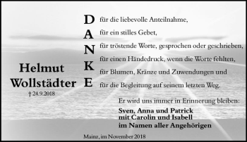 Traueranzeige von Helmut Wollstädter von vrm-trauer
