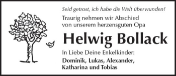 Traueranzeige von Helwig Bollack von  Kreisanzeiger