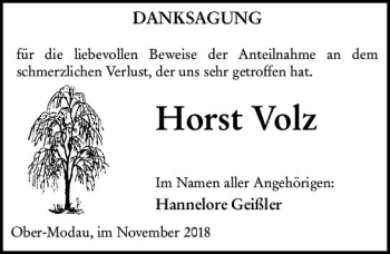 Traueranzeige von Horst Volz von vrm-trauer