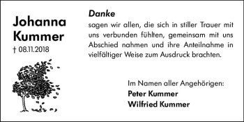 Traueranzeige von Johanna Kummer von vrm-trauer