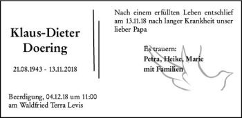 Traueranzeige von Klaus-Dieter Doering von vrm-trauer