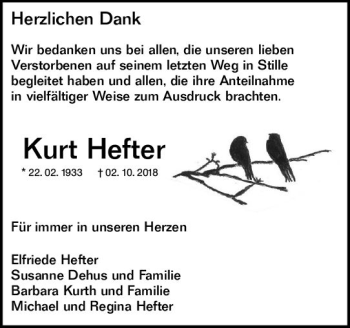 Traueranzeige von Kurt Hefter von vrm-trauer