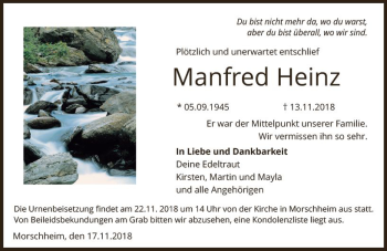 Traueranzeige von Manfred Heinz von vrm-trauer