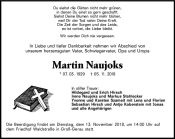 Traueranzeige von Martin Naujoks von vrm-trauer