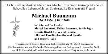 Traueranzeige von Michael Baumann von vrm-trauer