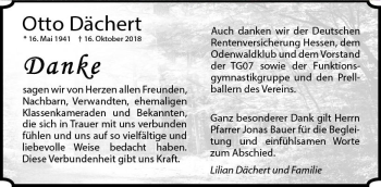 Traueranzeige von Otto Dächert von vrm-trauer