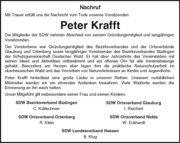 Traueranzeige von Peter Krafft von  Kreisanzeiger