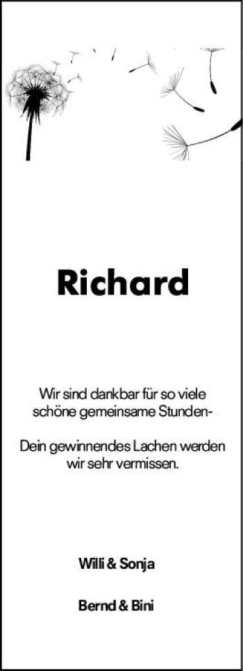 Traueranzeige von Richard  von vrm-trauer