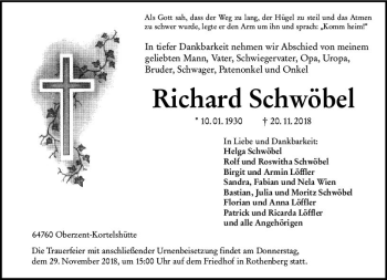Traueranzeige von Richard Schwöbel von vrm-trauer