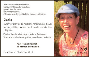 Traueranzeige von Sigi Friedrich von vrm-trauer