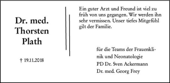 Traueranzeige von Thorsten Plath von vrm-trauer
