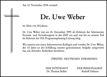 Traueranzeige von Uwe Weber von vrm-trauer