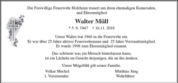 Traueranzeige von Walter Müll von  Gießener Anzeiger