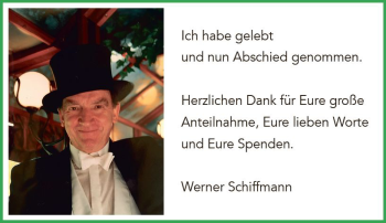 Traueranzeige von Werner Schiffmann von vrm-trauer
