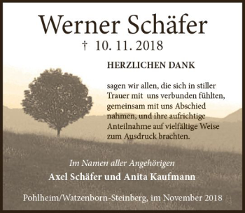 Traueranzeige von Werner Schäfer von  Gießener Anzeiger