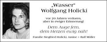 Traueranzeige von Wolfgang Holicki von vrm-trauer