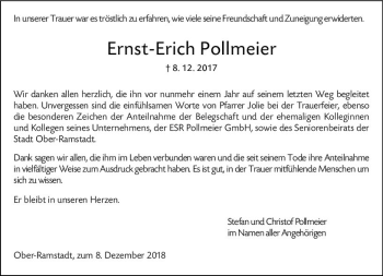 Traueranzeige von Ernst-Erich Pollmeier von vrm-trauer