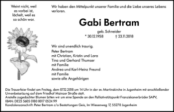 Traueranzeige von Gabi Bertram von vrm-trauer