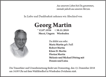 Traueranzeige von Georg Martin von vrm-trauer