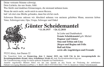 Traueranzeige von Günter Scheidemantel von vrm-trauer