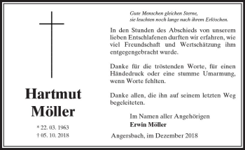 Traueranzeige von Hartmut Möller von VRM Trauer