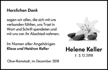 Traueranzeige von Helene Keller von vrm-trauer