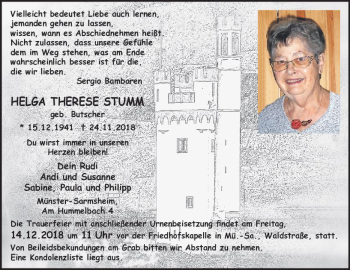 Traueranzeige von Helga Therese Stumm von vrm-trauer