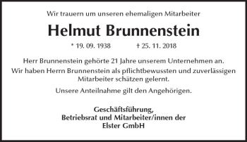 Traueranzeige von Helmut Brunnenstein von vrm-trauer