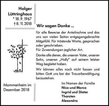 Traueranzeige von Holger Lüttringhaus von vrm-trauer