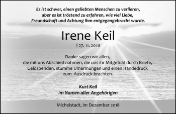Traueranzeige von Irene Keil von vrm-trauer